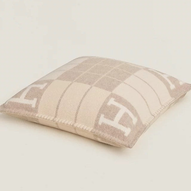 H Throw Pillow Beige