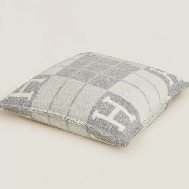 H Throw Pillow Light Grey