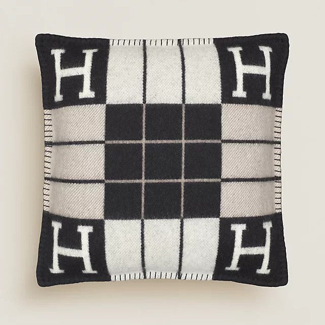 H Throw Pillow Black