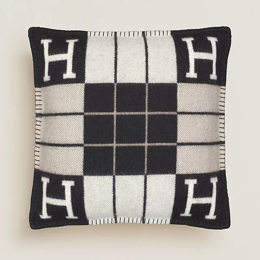 H Throw Pillow Black
