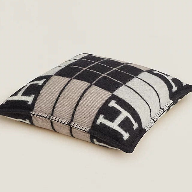 H Throw Pillow Black