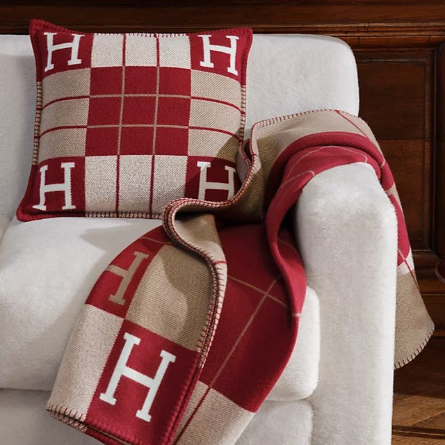 H Throw Pillow Red