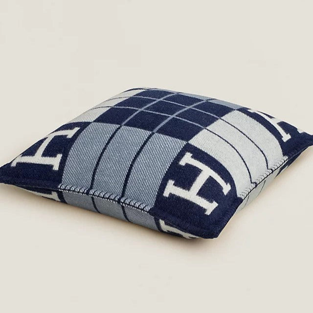 H Throw Pillow Navy