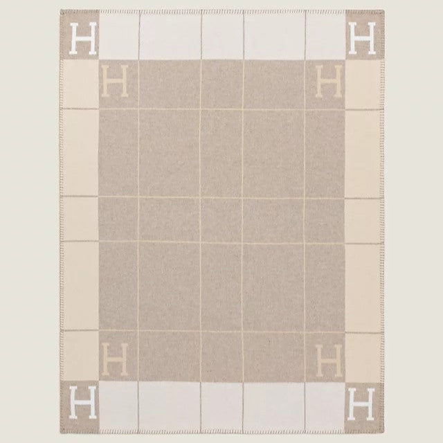H Throw Blanket Beige