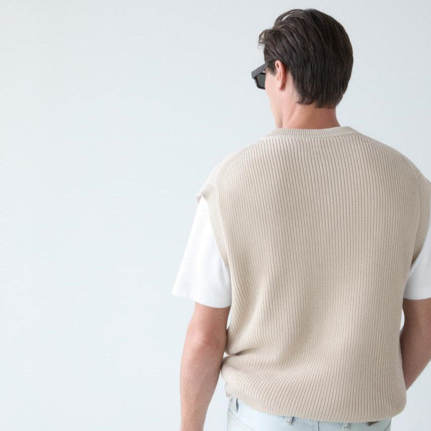 Ribbed Knit Vest Beige
