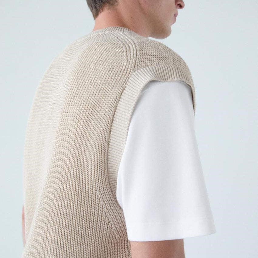 Ribbed Knit Vest Beige