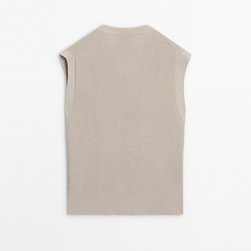 Ribbed Knit Vest Beige