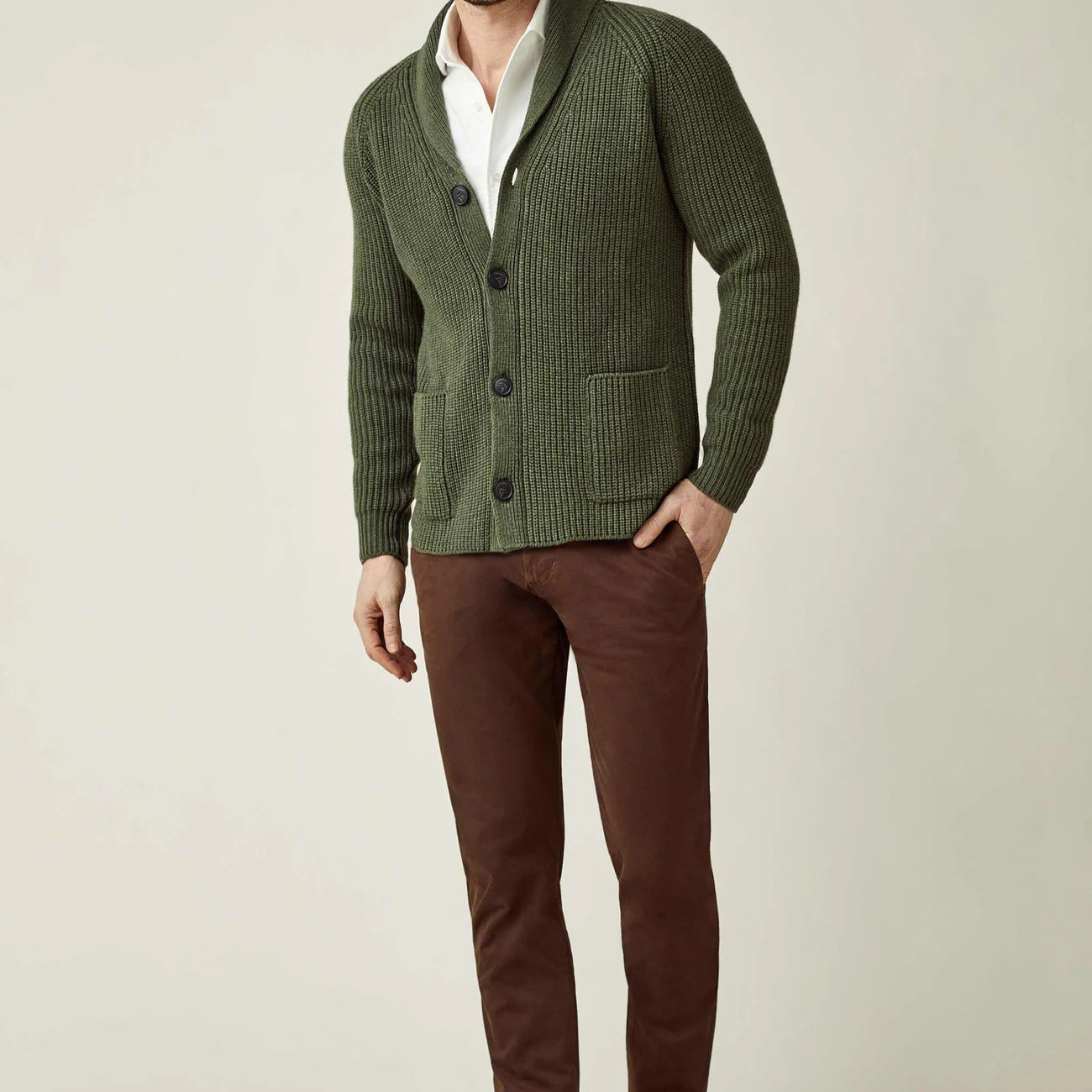 Shawl Cardigan Olive Green