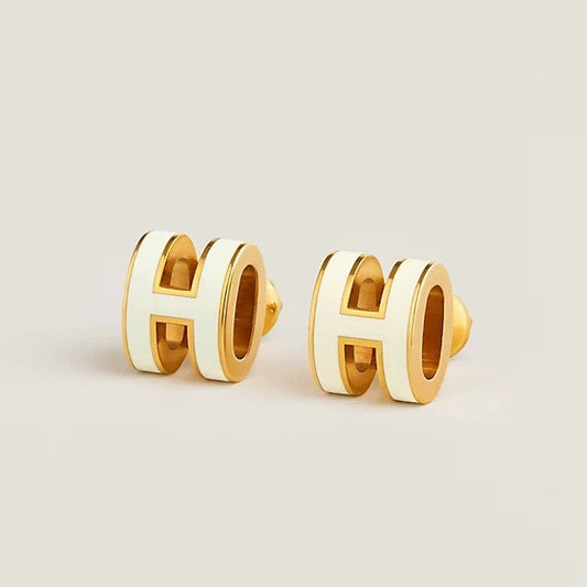 H Earrings White