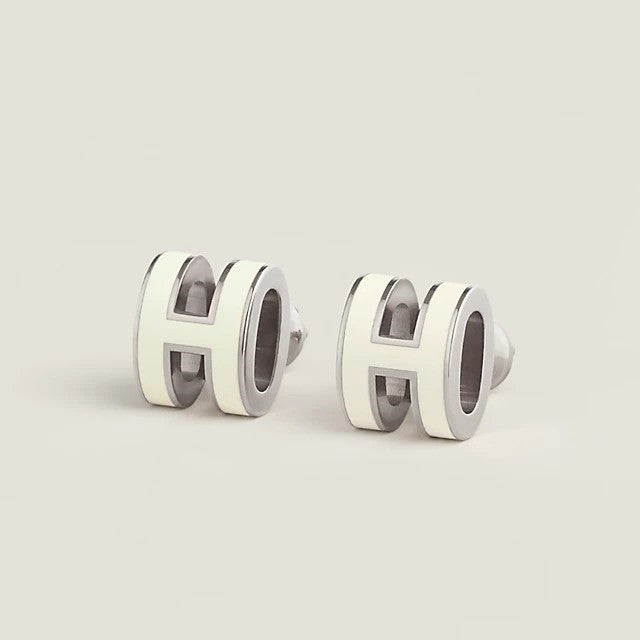 H Earrings White