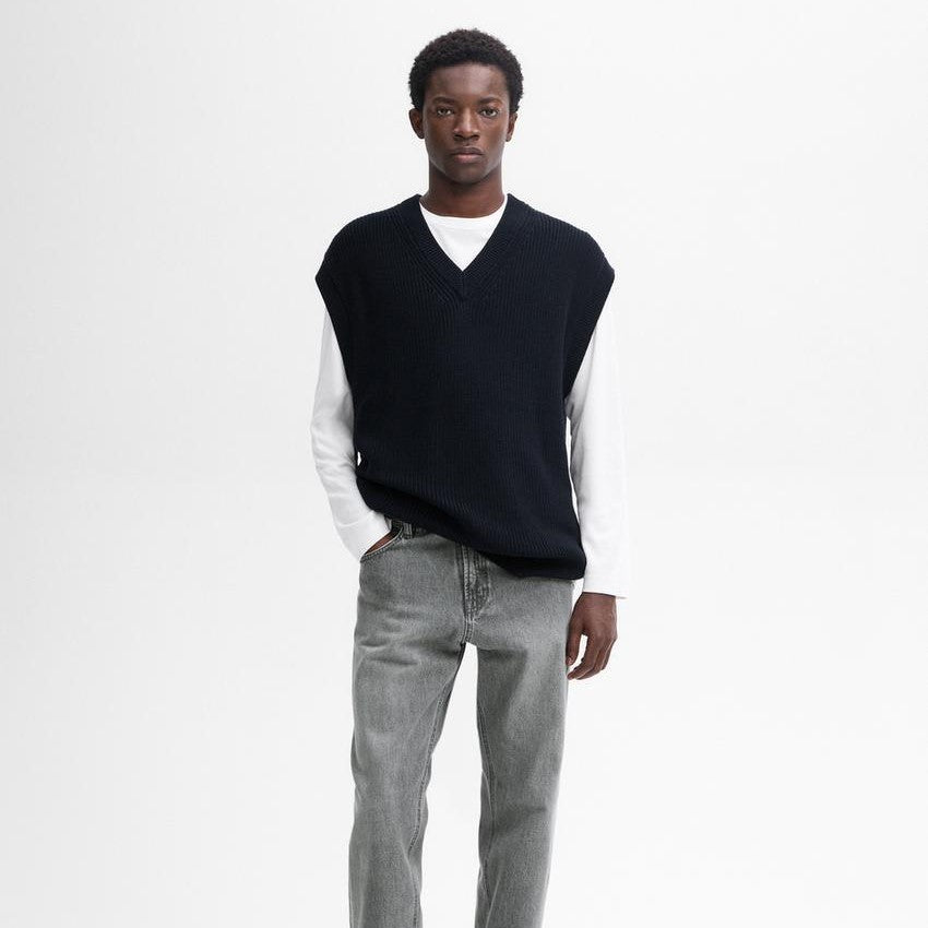 Ribbed Knit Vest Navy