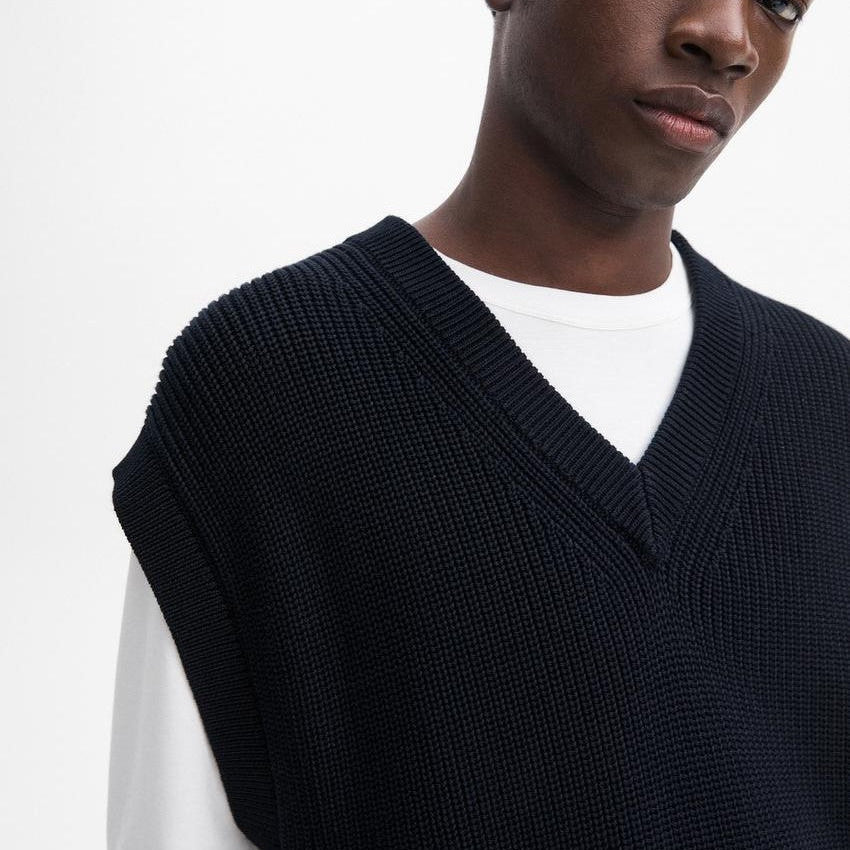 Ribbed Knit Vest Navy