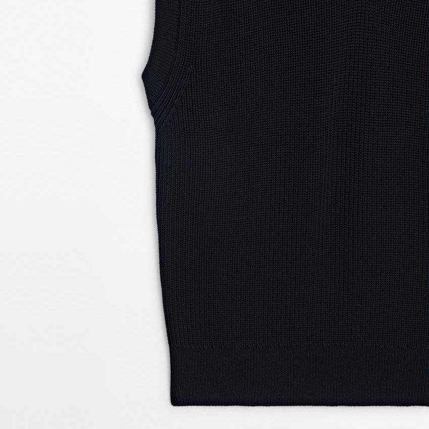 Ribbed Knit Vest Navy