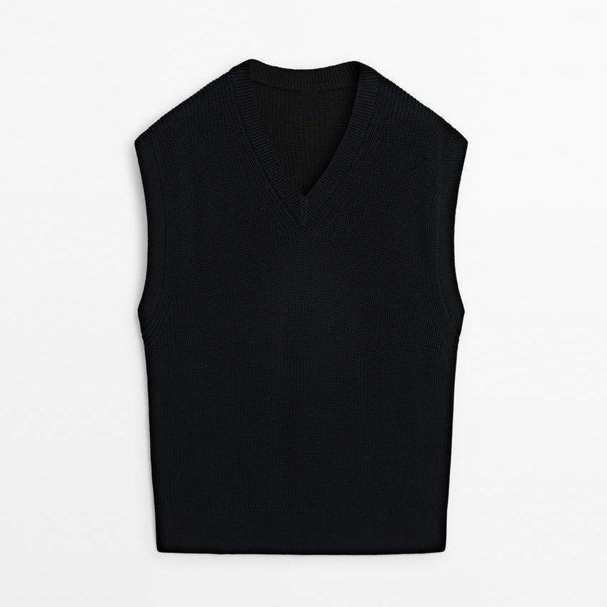 Ribbed Knit Vest Black