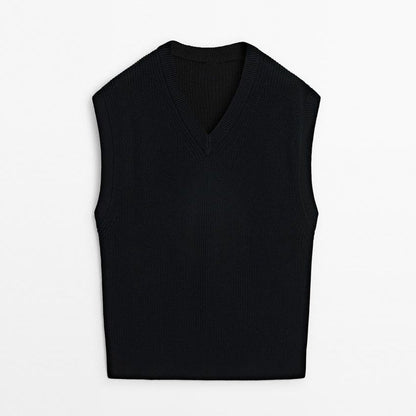 Ribbed Knit Vest Black
