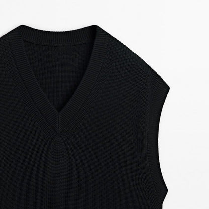 Ribbed Knit Vest Black