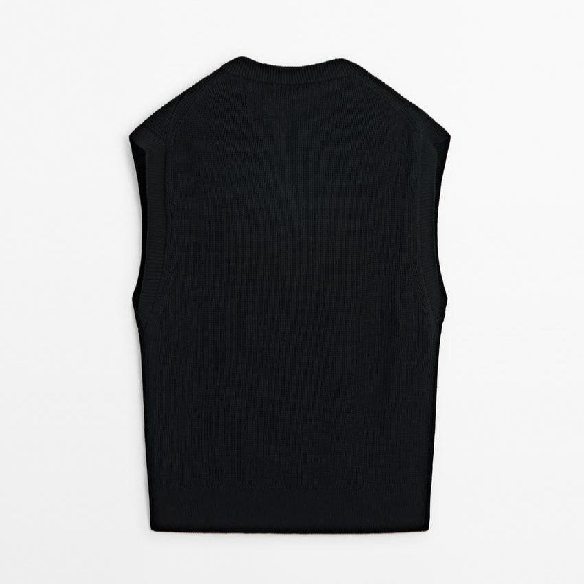 Ribbed Knit Vest Black