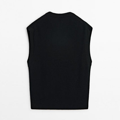 Ribbed Knit Vest Black